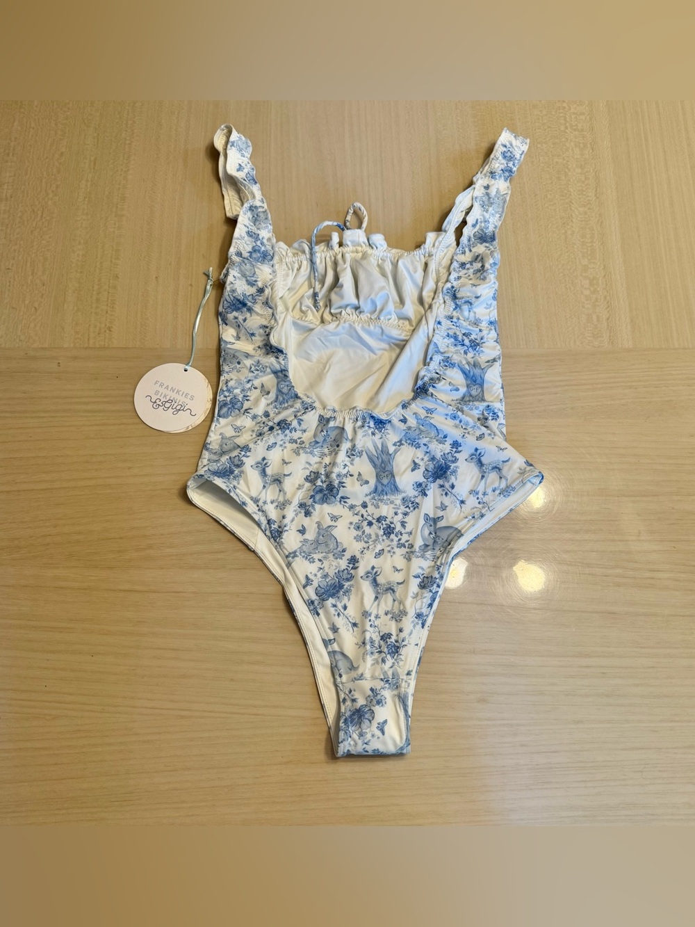 Frankie's Bikinis Gigi Hadid Fawn One-Piece Milkmaid Hat Bandana Scarf Swimsuit - Picture 10 of 16